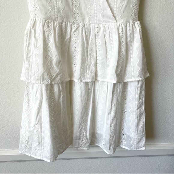 SHEIN White V-Neck Eyelet Layered Mini Dress M - Picture 9 of 14